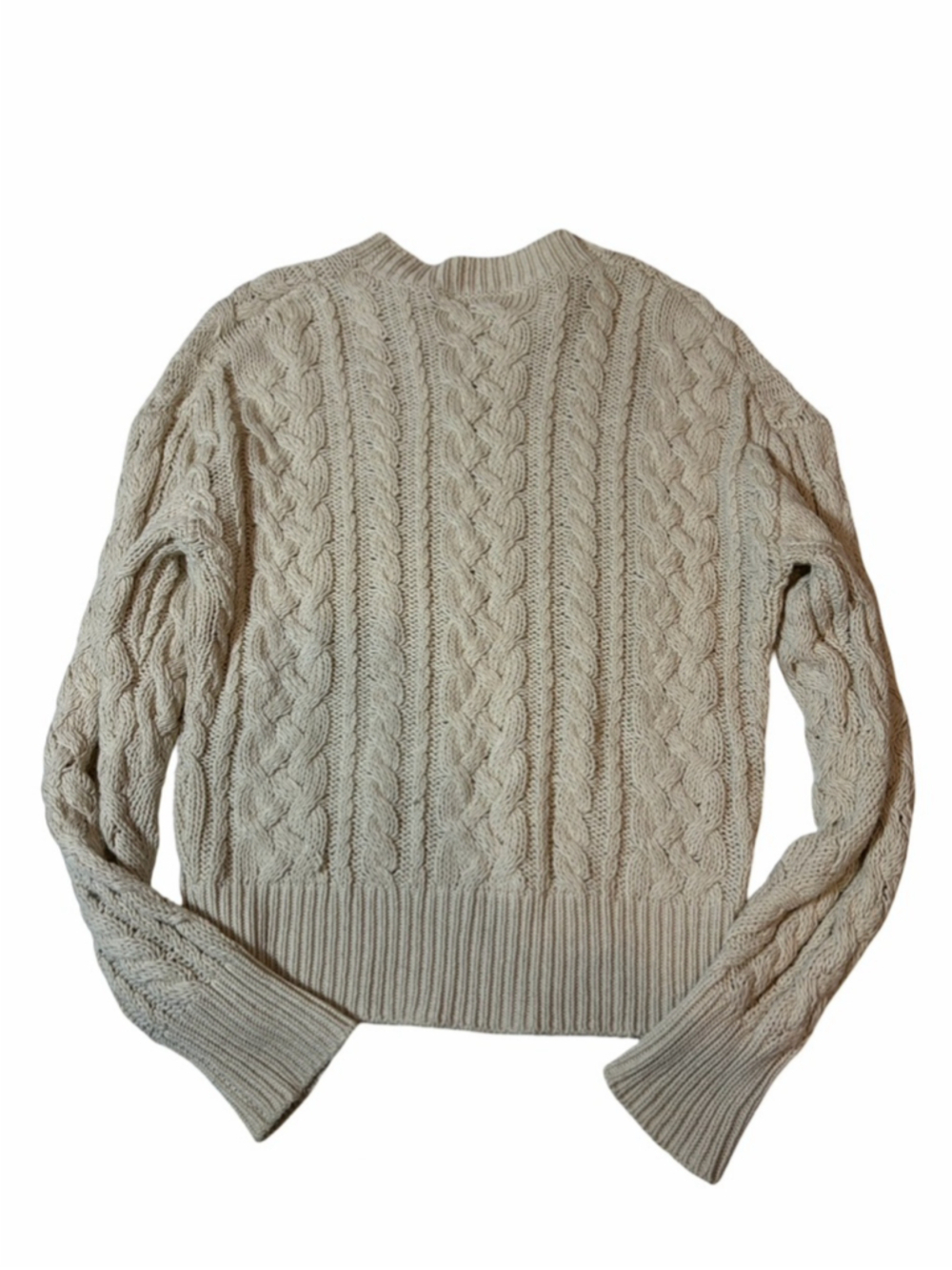Reformation Cashmere Cotton Cable Knit Sweater Cream Chunky Fisherman Cozy M